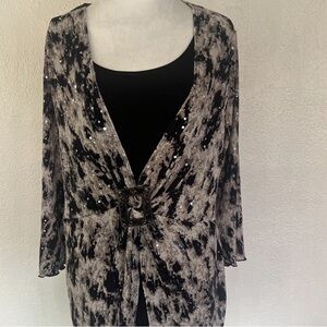 Elegant Black and Gray Women's Blouse
